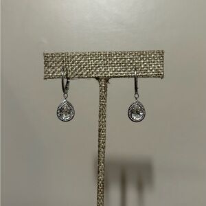 Swarovski Silver Teardrop Leverback Earrings